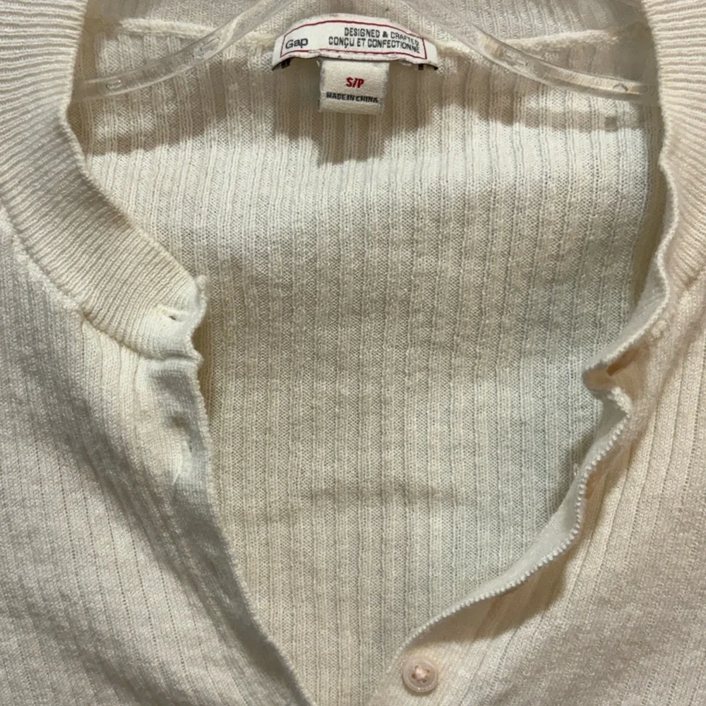 GAP Cream Ribbed Button-Up Sweater - Picture 3 of 4